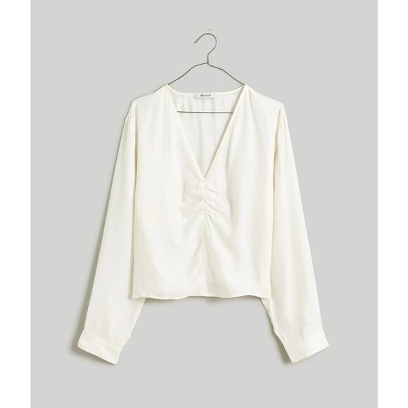 NWT Madewell Brushed Ruched-Front Top In White Size 2 - Picture 4 of 8